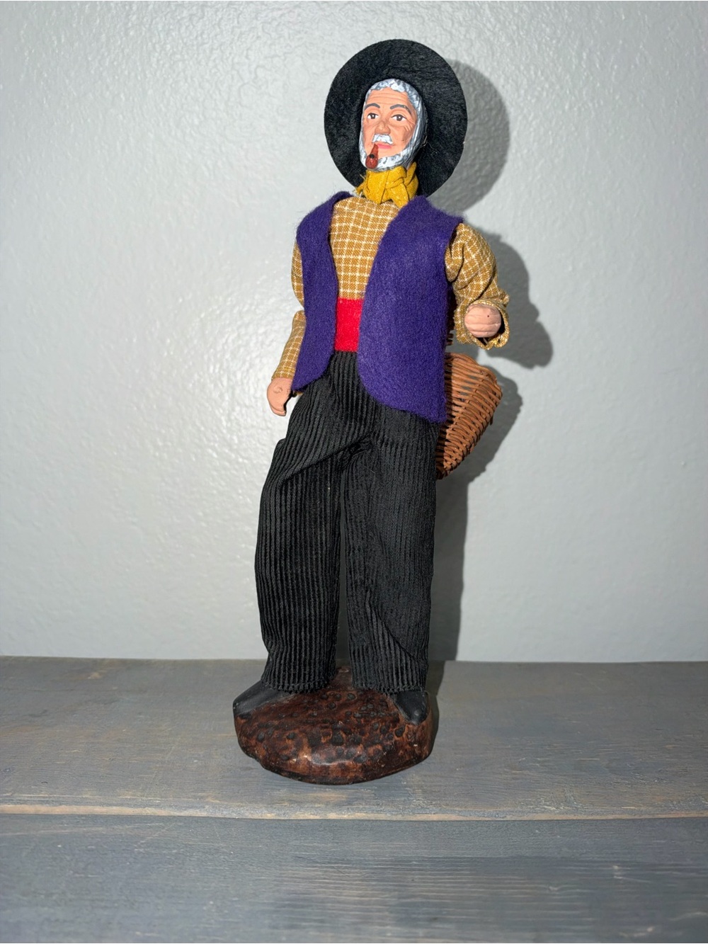 Vintage Santons de Provence Florence Grape Harvest Man Figurine France 10.5”